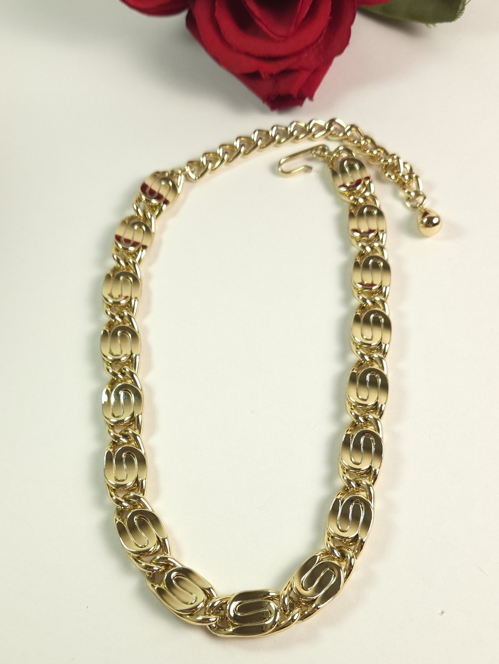 Gold Plated Scroll or Snail Chain Link Necklace Light Weight Chain Necklace 18"